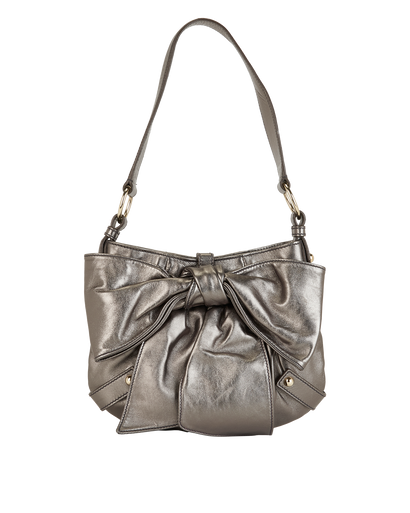 Bow Bag, &pound;350, Handbags, Grey, Leather, Front view